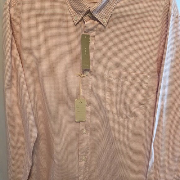 J.CREW MEN'S RED WHITE BUTTON DOWN SHIRT NWT SIZE LARGE SLIM COTTON - Picture 4 of 9